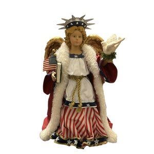 Kurt S Adler Fabriche "American Angel " Tree Topper Patriotic Christmas USA Flag